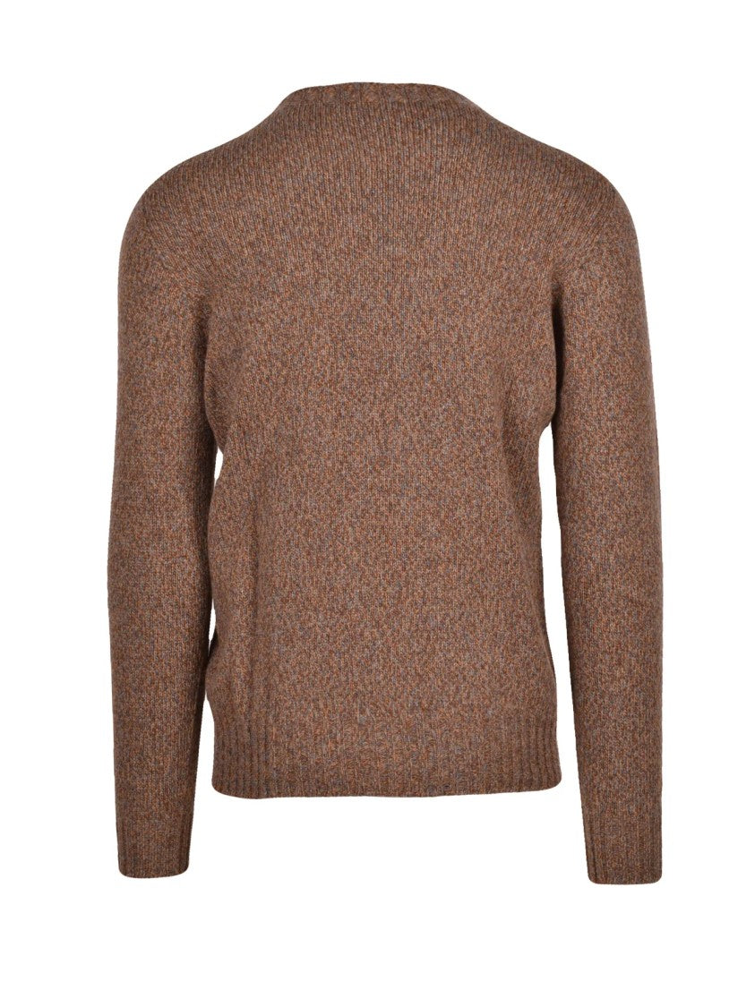 Retois Textured Knit Crewneck Sweater In Earthy Brown