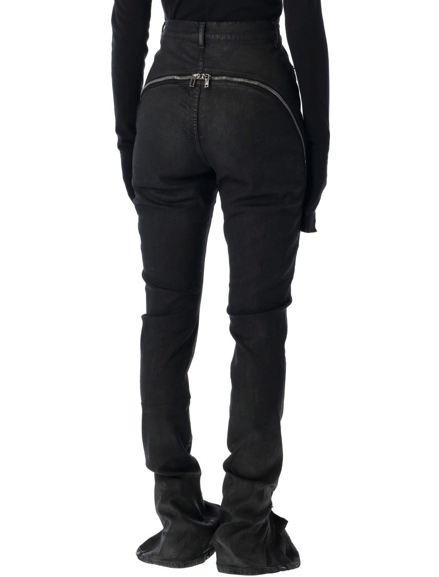 Drkshdw By Rick Owens Bolan Banana Black Waxed Jeans