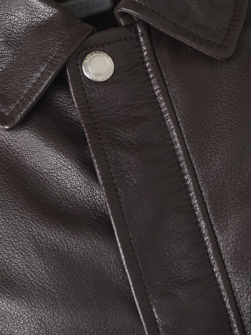 Brunello Cucinelli Dark Brown Aviator Jacket
