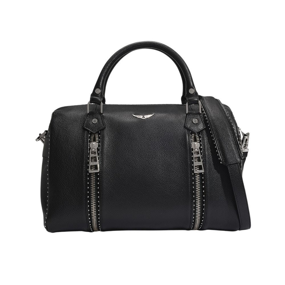 Zadig & Voltaire Black Grained Leather Shoulder Bag