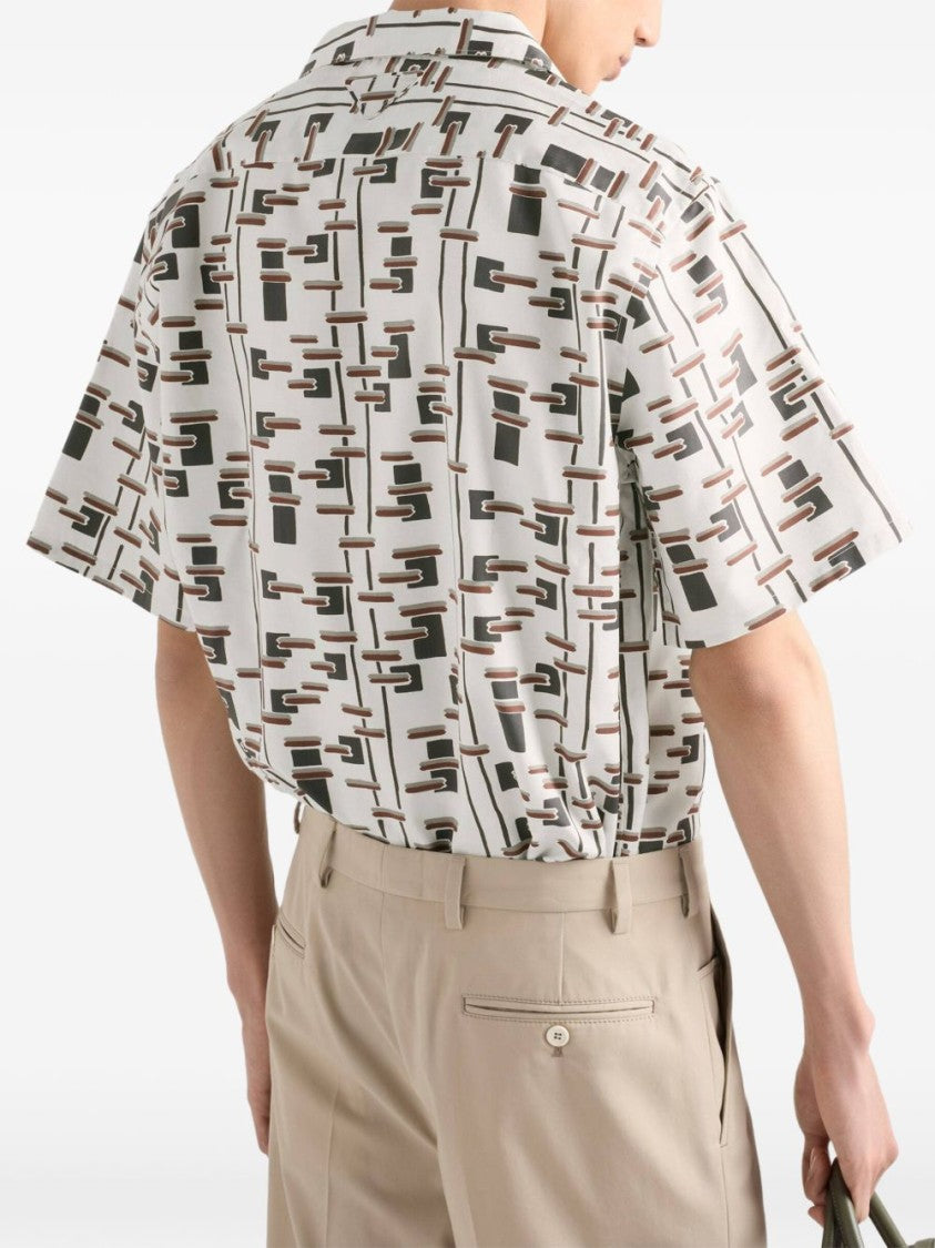 Prada Pattern Print Cotton Bowling Shirt