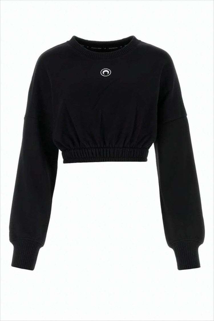 Marine Serre Cropped Long-Sleeve Top With Ribbed Hem