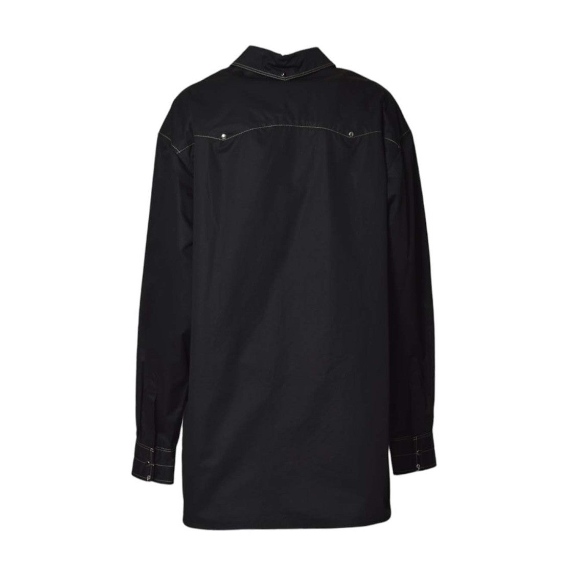 Lemaire Long-Sleeve Black Cotton Shirt With Metal Accents
