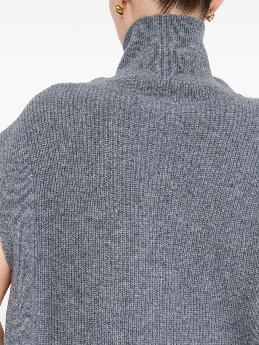 Liu Jo Cropped Sleeveless Sweater With High Ribbed Collar