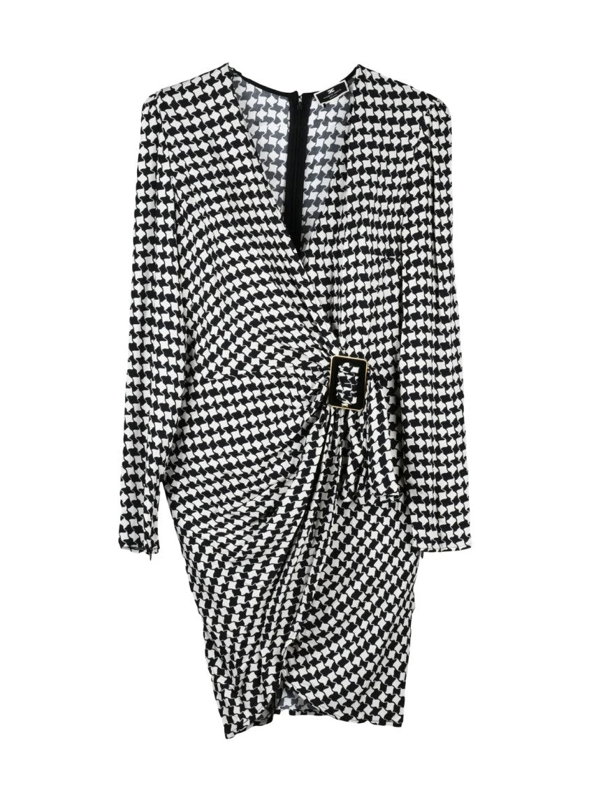 Elisabetta Franchi Black/White Ruched Dress