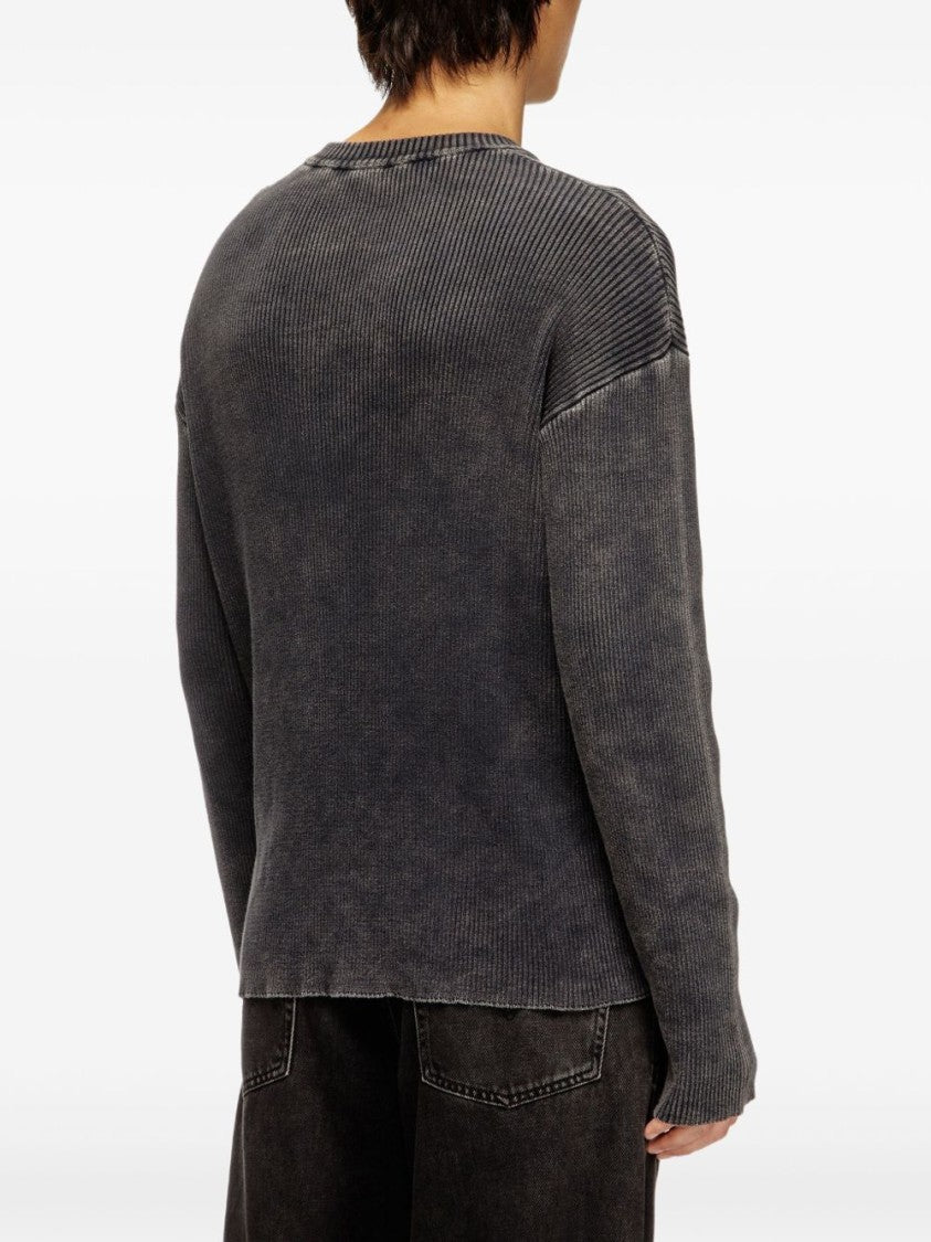 Diesel Black Ribbed Cut-Out Sweater