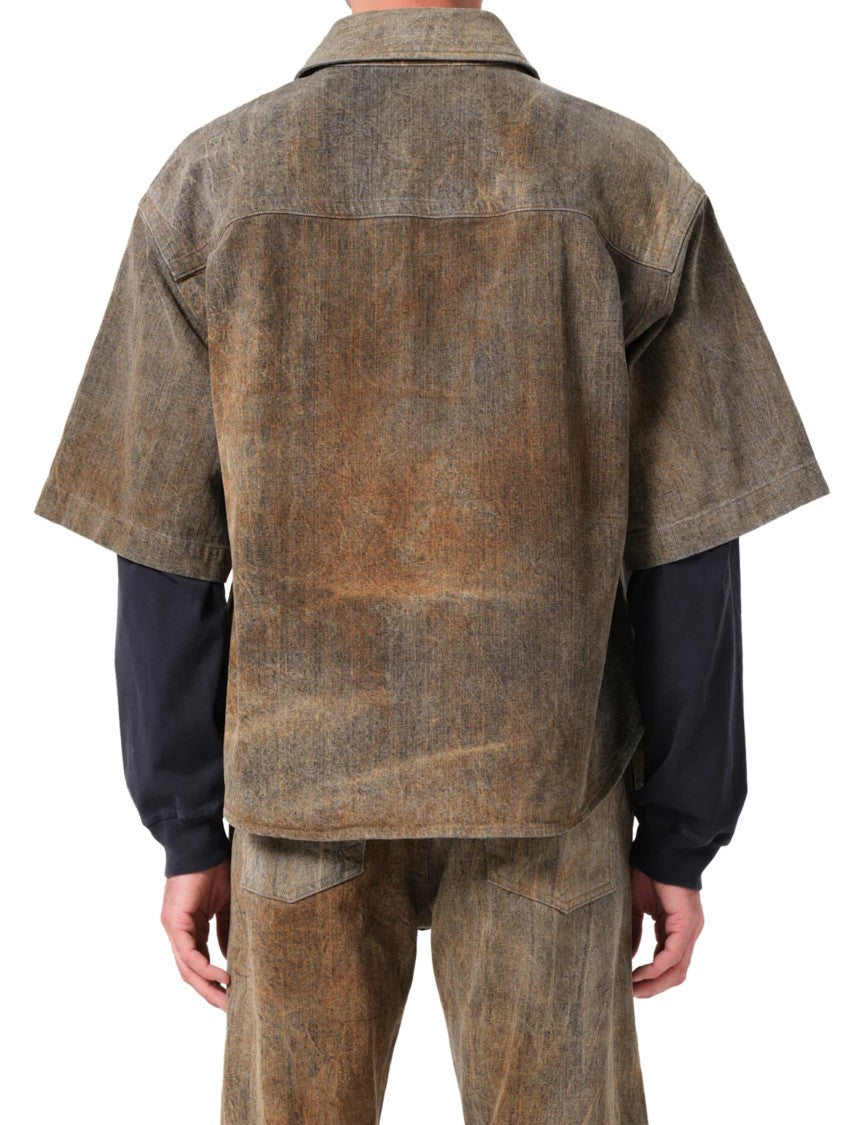 Agolde Boxy Cropped Shirt With Classic Collar