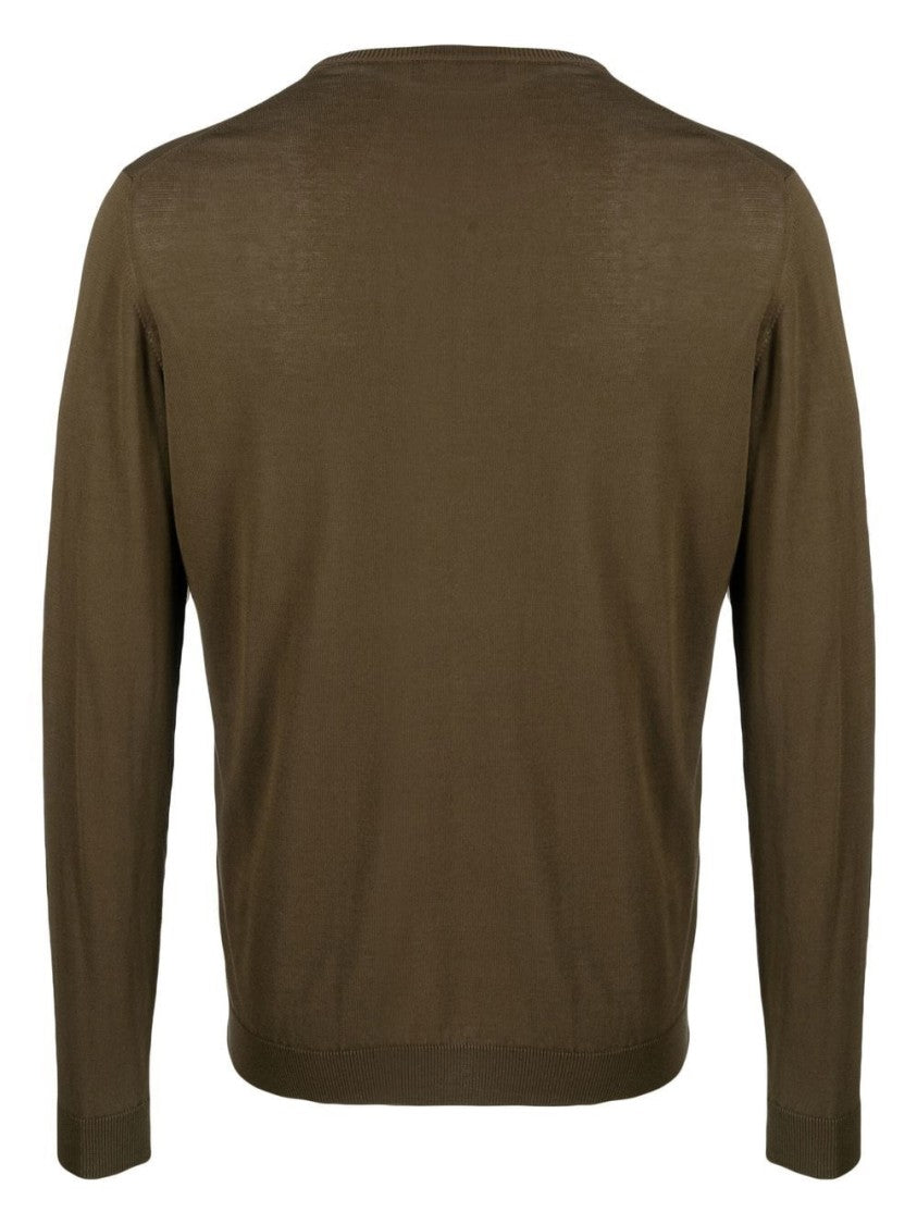 Roberto Collina Crew Neck Brown Knit Sweater
