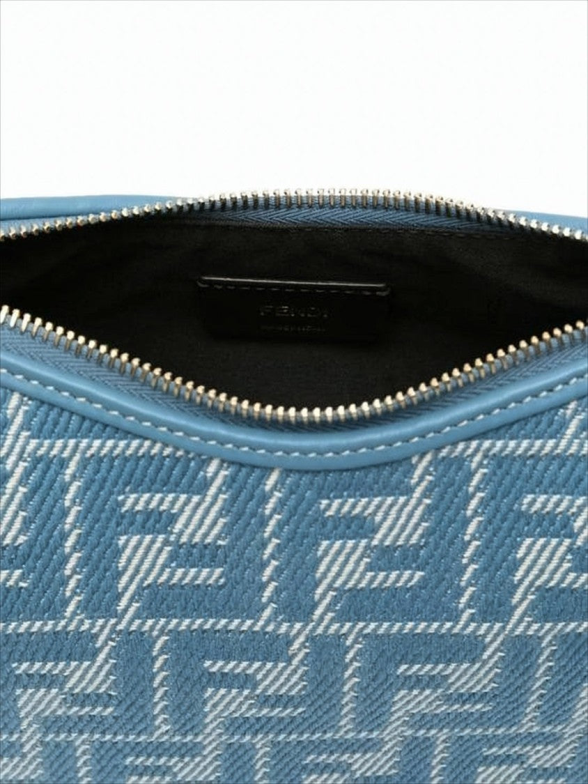 Fendi Crescent-Shaped Shoulder Bag With Geometric Jacquard Pattern