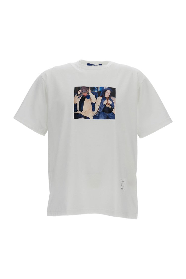 Junya Watanabe White Printed Crew-Neck Cotton T-Shirt