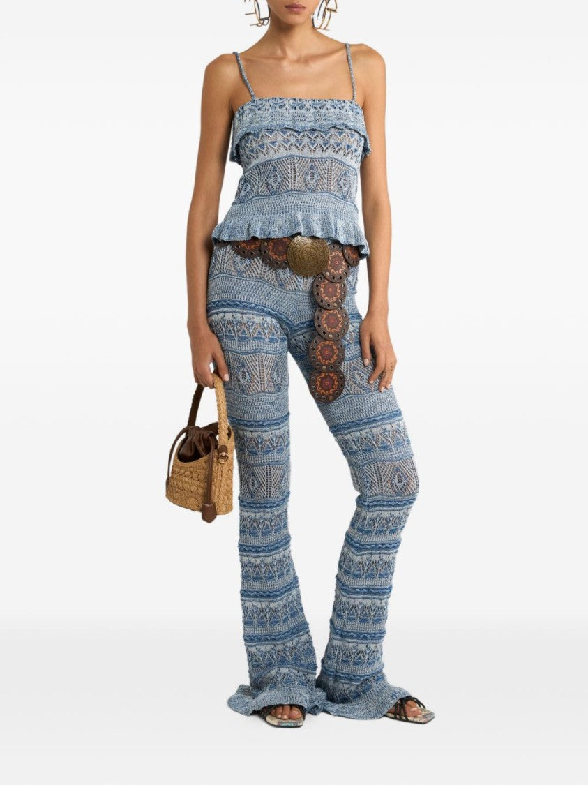 Etro Blue Fit-And-Flare Trousers