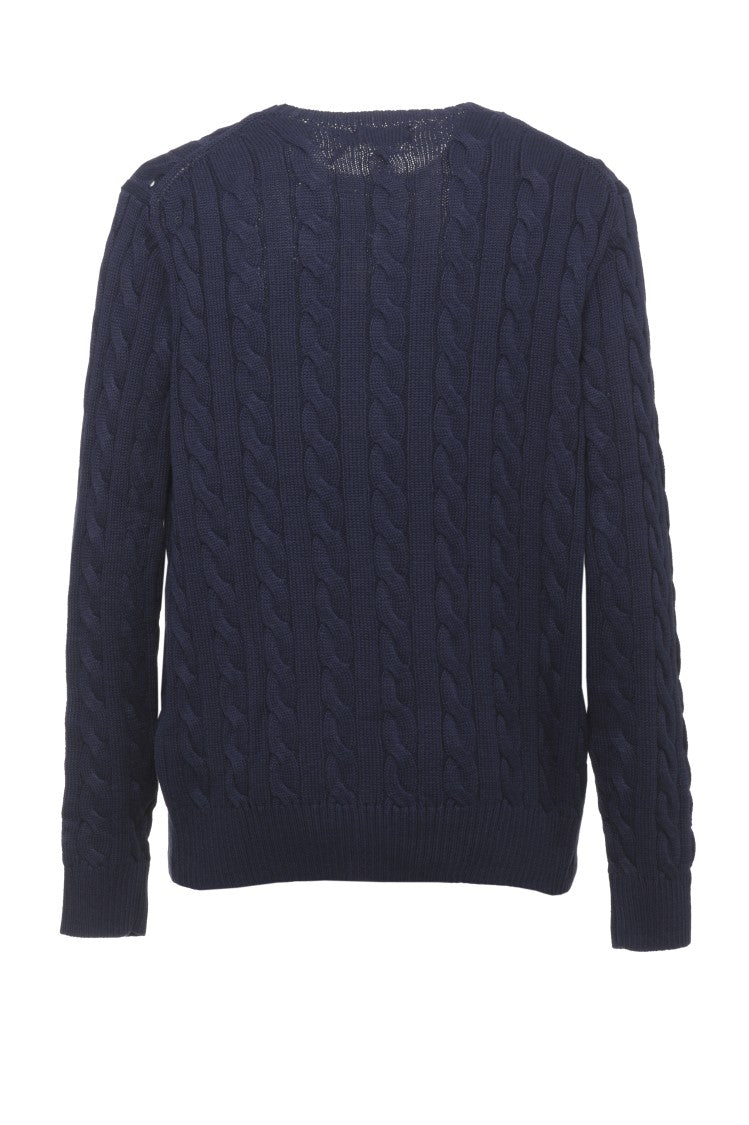 Polo Ralph Lauren Blue Pony Braided Cotton Sweater