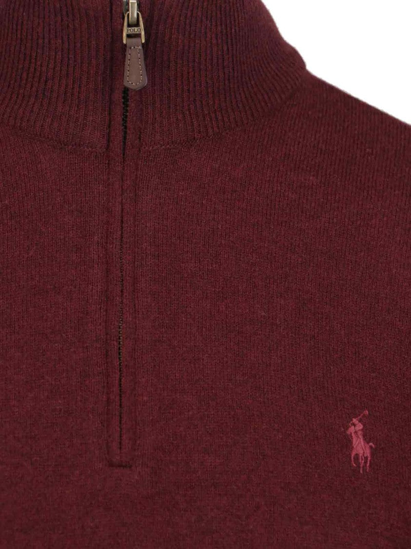 Polo Ralph Lauren Logo Zip Sweater – Burgundy