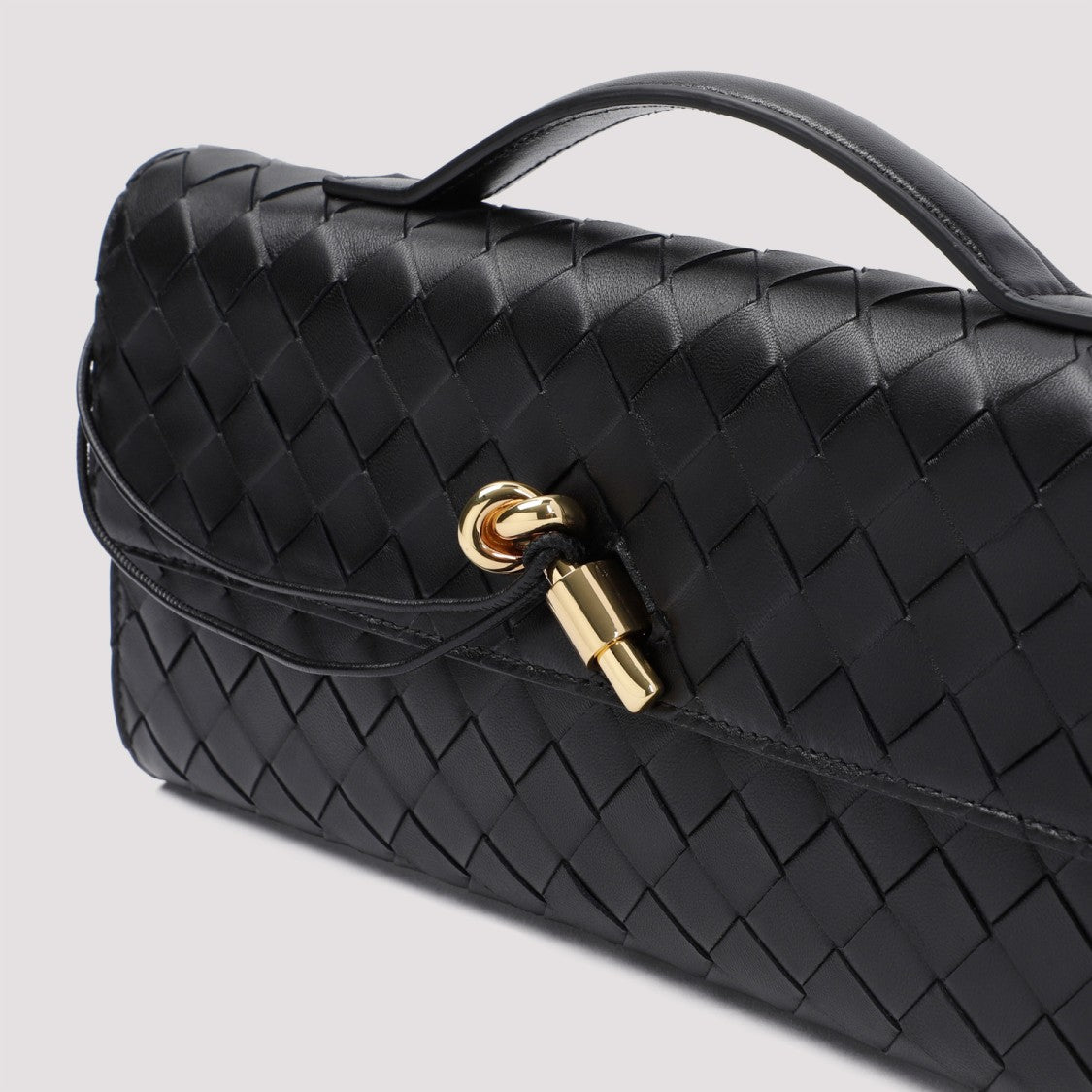 Bottega Veneta Andiamo Long Intreccio Black Leather Clutch