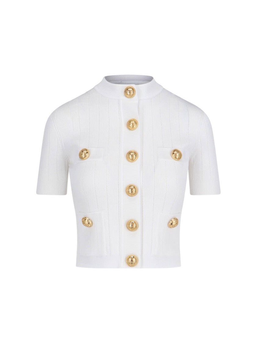 Balmain Decorative Button' Cardigan – White