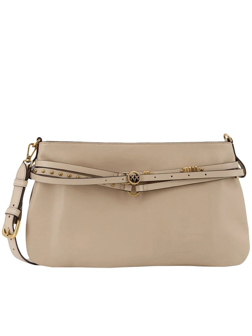 Pinko Neutral Mini Structured Studded Shoulder Bag