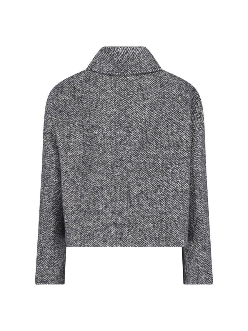 Valentino Pointed Collar Gold Button Grey Virgin Wool Jacket