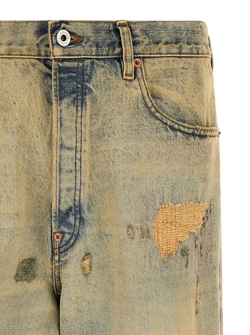 Kenzo Kuroki Distressed Wide Leg Jeans