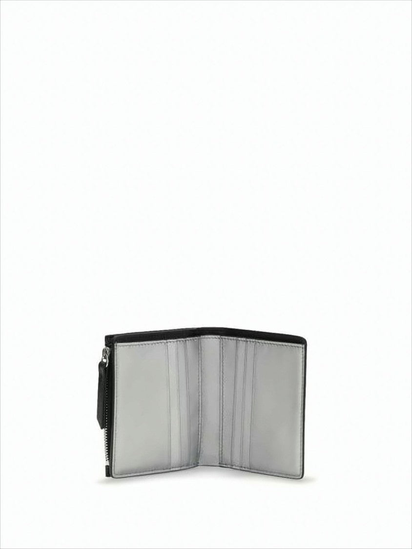 Maison Margiela Sleek Calf Leather Bi-Fold Wallet With Zippered Coin Compartment