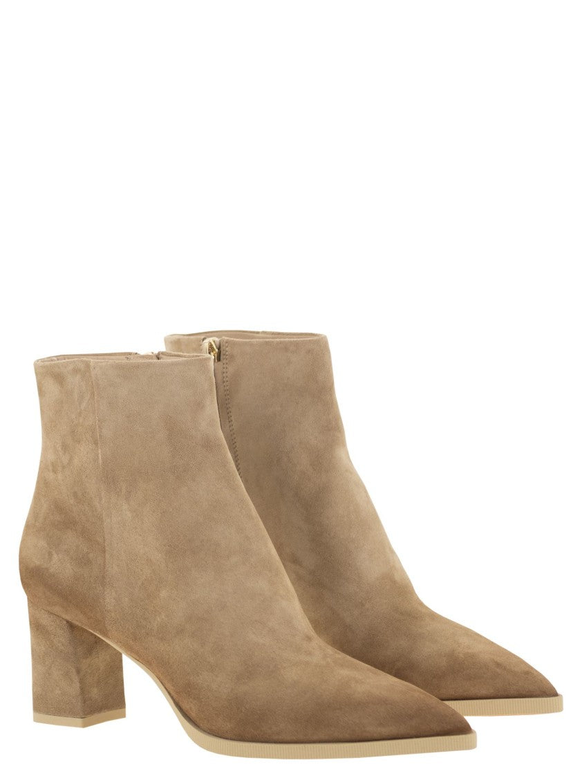 Santoni Mid-Heel Suede Ankle Boots