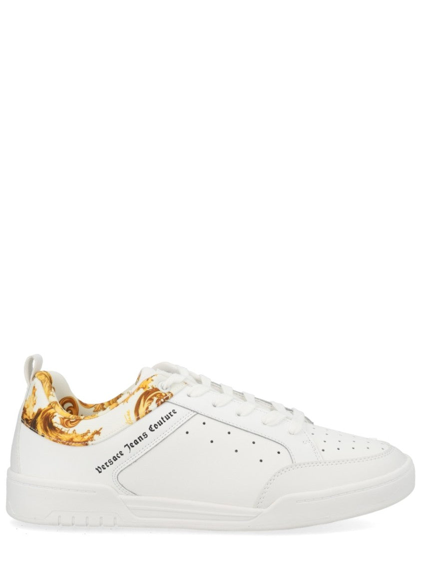 Versace Jeans Couture Black Gold Baroque Pattern Sneakers