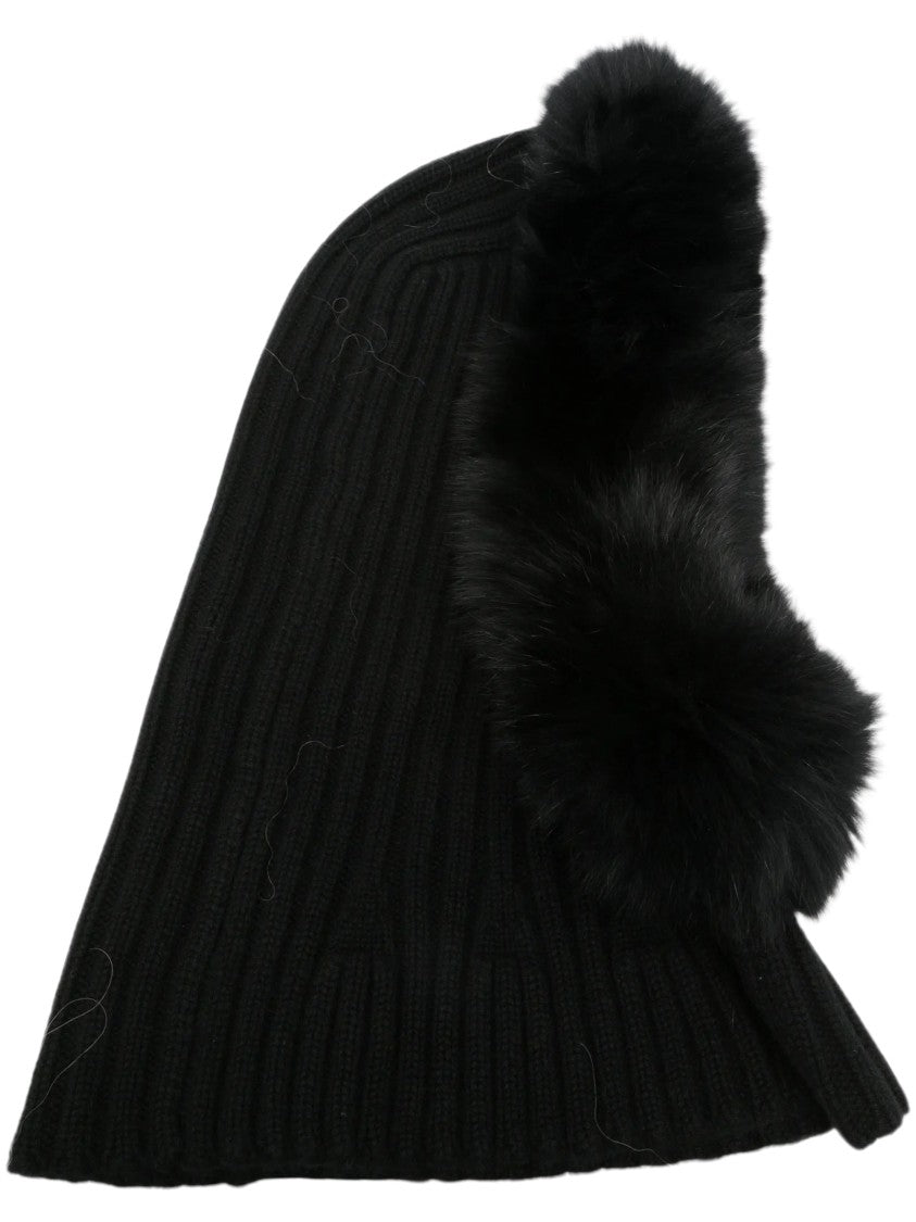 Yves Salomon Ribbed Fur-Trim Balaclava Hat