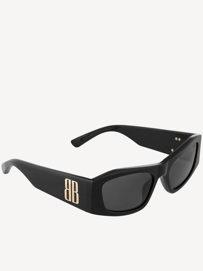 Balenciaga Black Rectangular Logo Sunglasses
