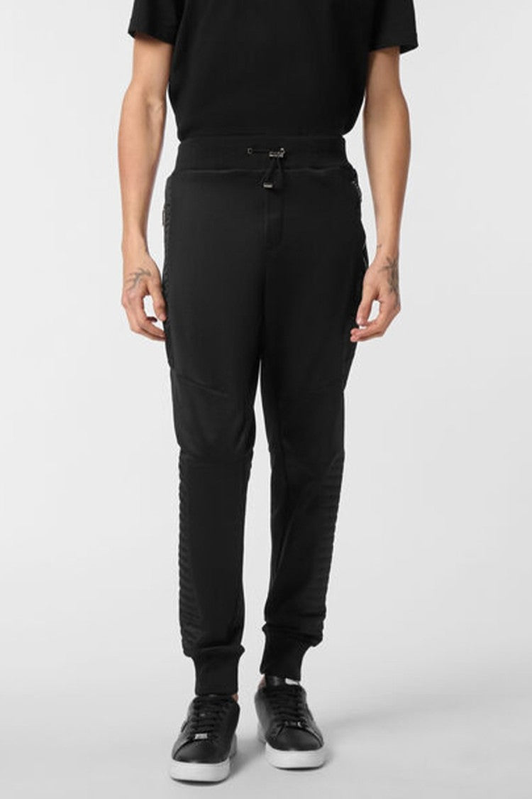 Philipp Plein Black Cotton-Polyester Biker-Style Jogger Sweatpants