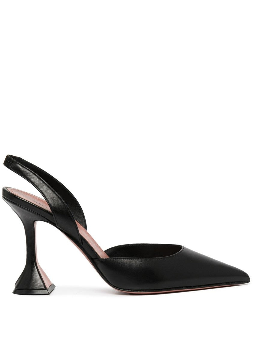 Amina Muaddi Pointed Toe Slingbacks With Hourglass Heel