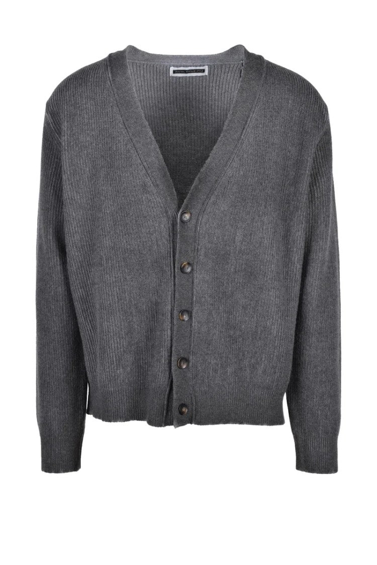 Original Vintage Style Ribbed Knit Cardigan With V-Neck