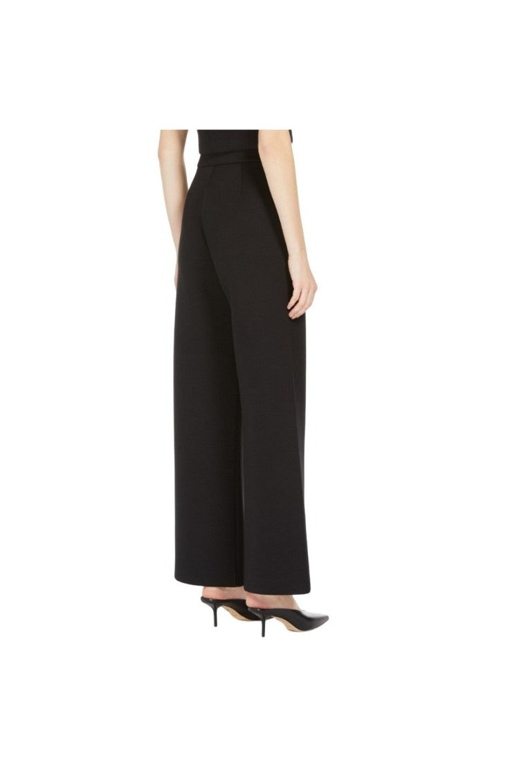 Max Mara Black Cotton-Blend Wide-Leg Pants