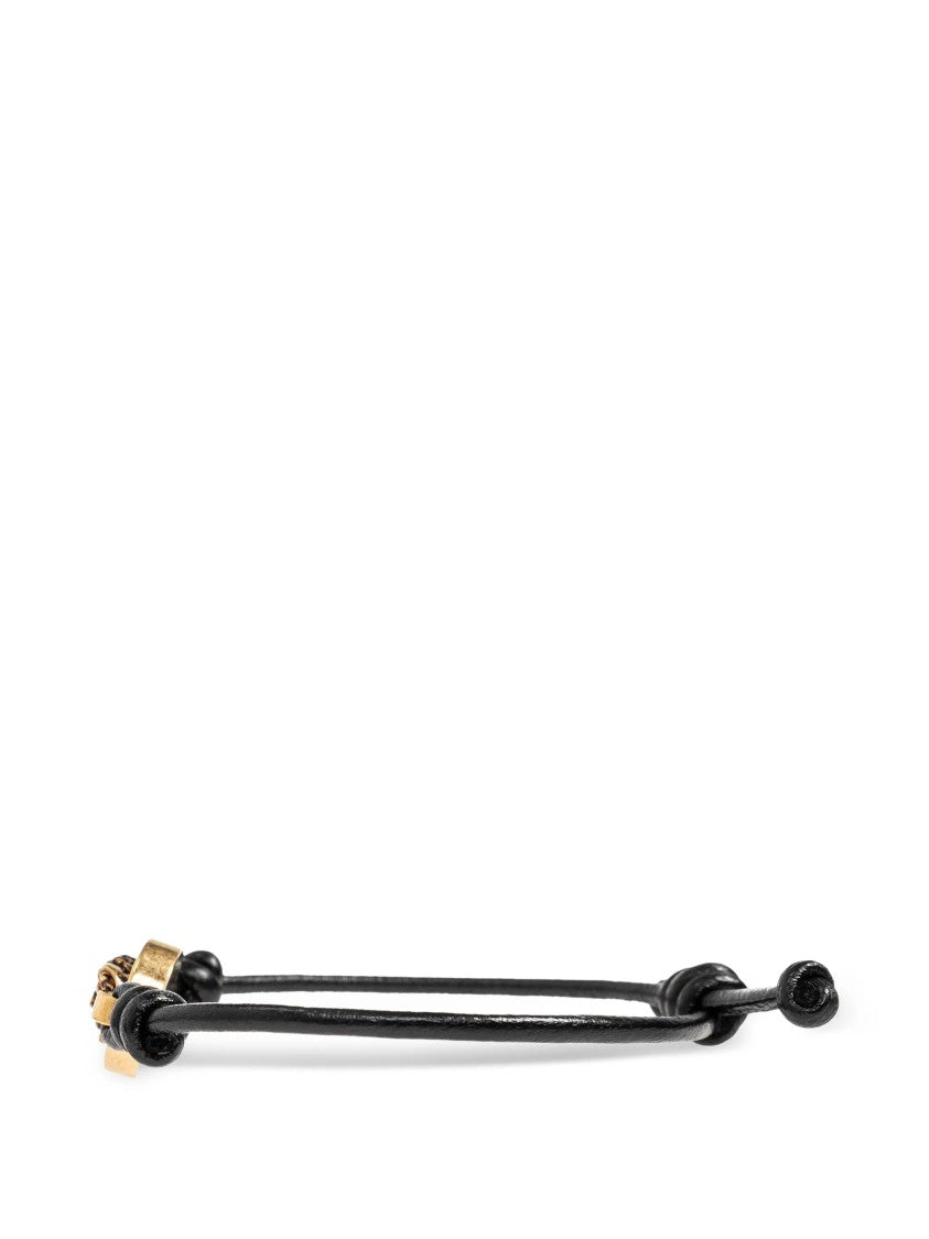 Versace Black Lambskin Bracelet With Gold-Tone Medallion