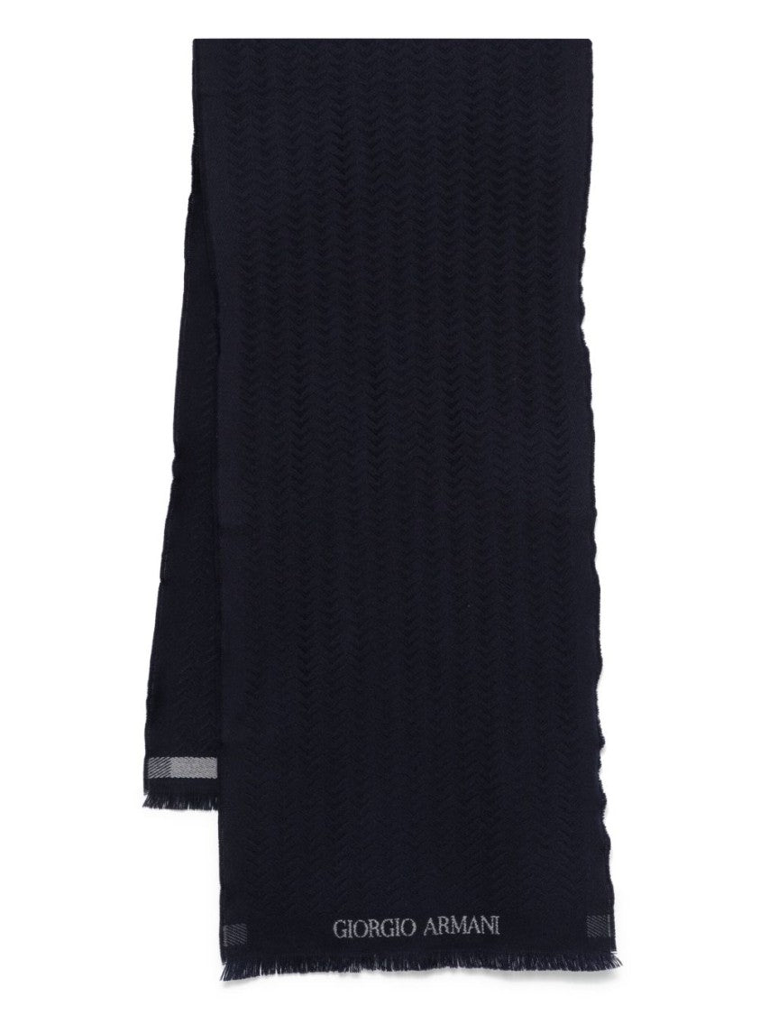 Giorgio Armani Midnight Blue Knitted Scarf
