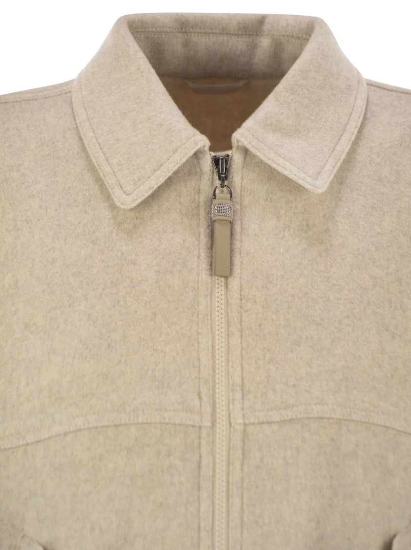 Brunello Cucinelli Double Cashmere And Wool Cloth Bomber Jacket