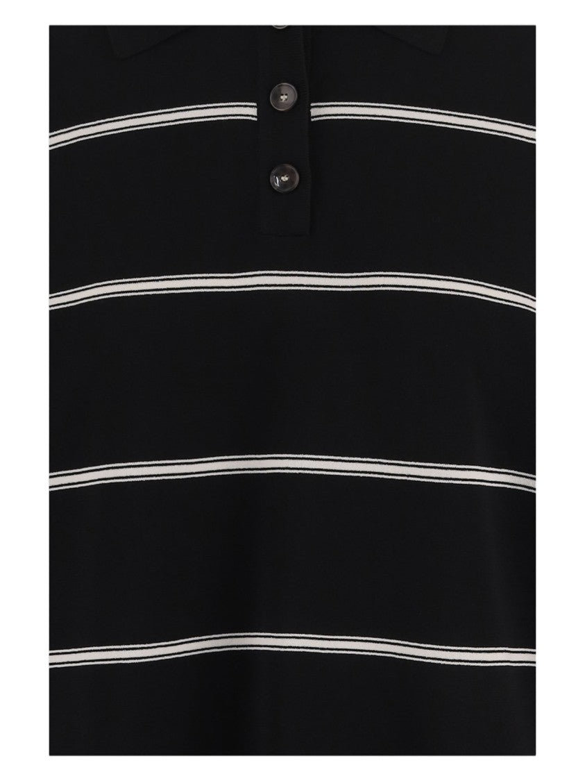 The Garment Black Striped Viscose-Blend Polo Shirt