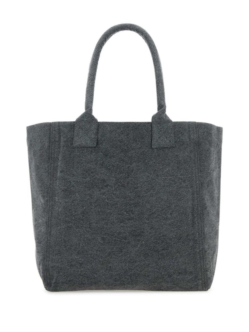 Isabel Marant Yenky Zipped Logo Washed Cotton Tote Bag