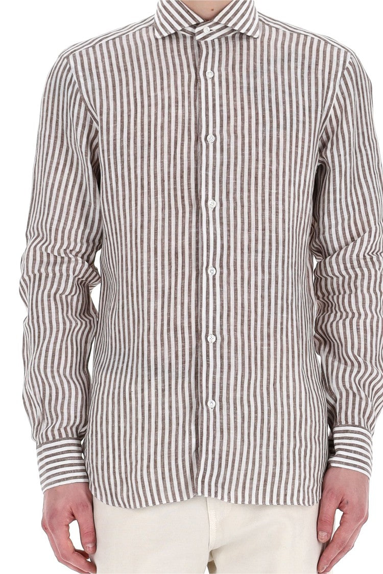Barba Dandylife Line Linen Tailored Stripe Shirt