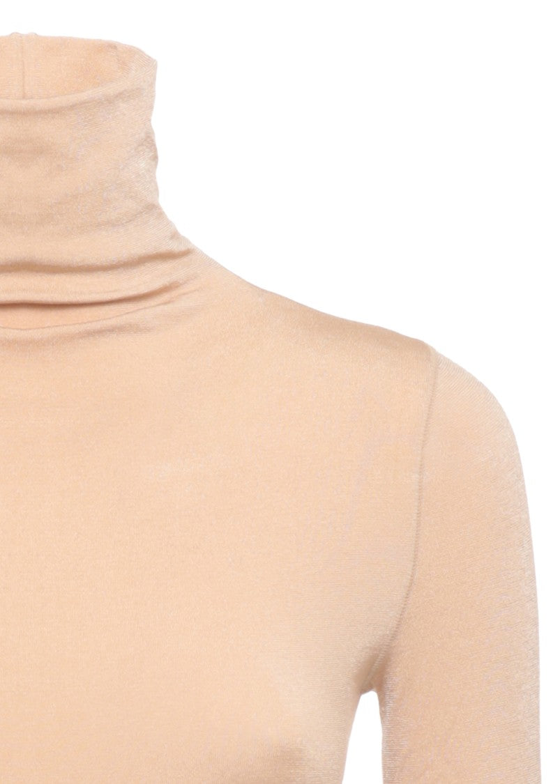 Wolford Form-Fitting Beige Bodysuit With High Neck
