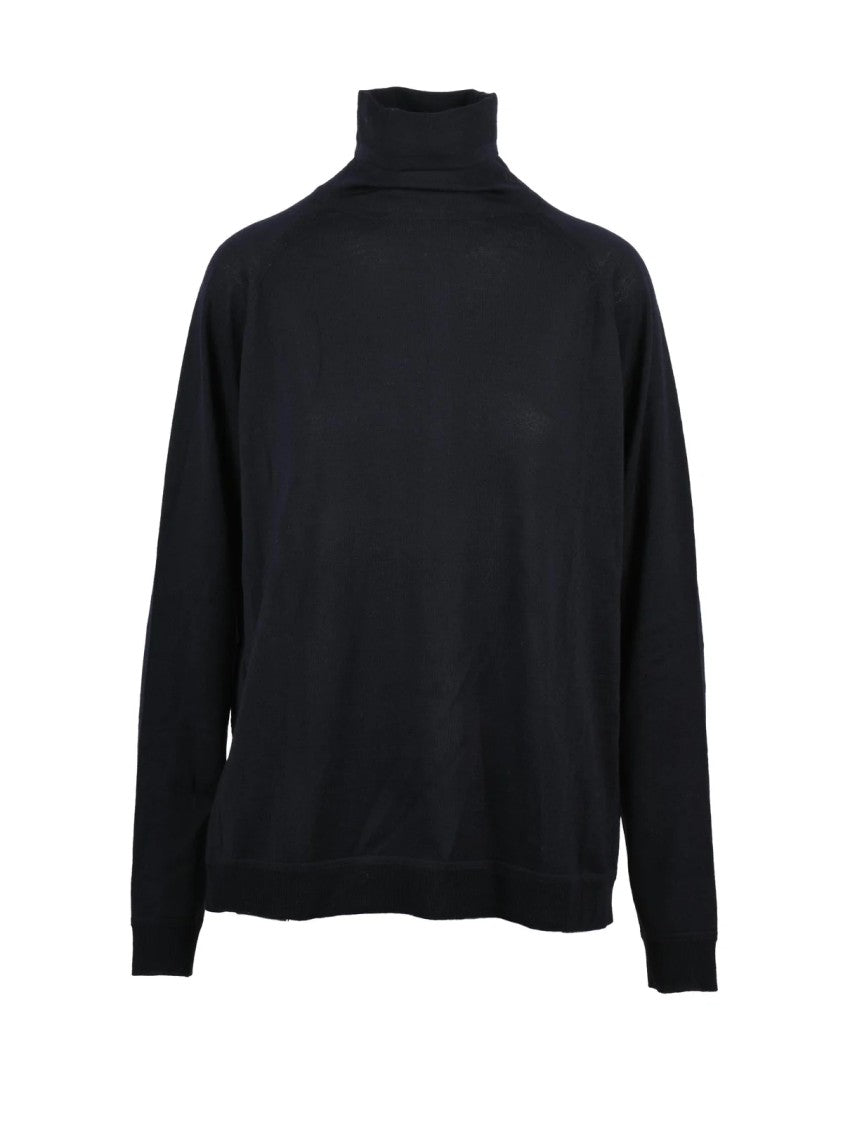 Department 5 Asymmetrical Turtleneck Sweater In Midnight Blue
