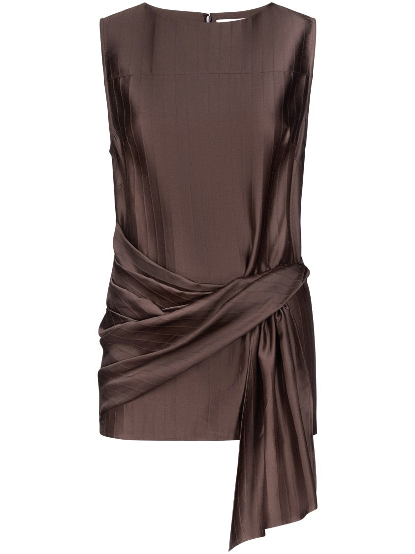 Loulou De Saison Draped Asymmetric Tank With Silky Smooth Texture