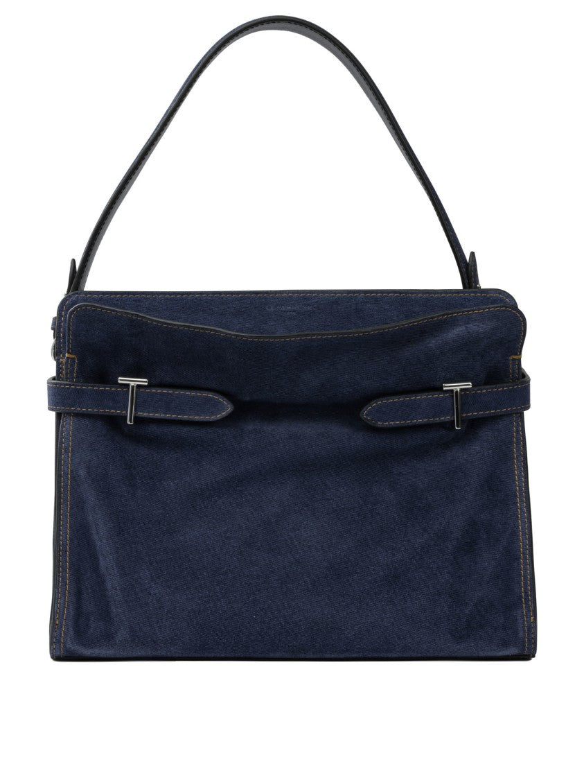 Le Tanneur Structured Blue Shoulder Bag With Elegant Accents