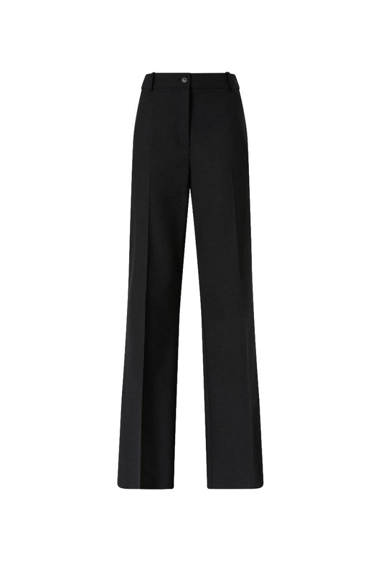 Pinko Black Polyester-Wool Blend Wide-Leg Trousers