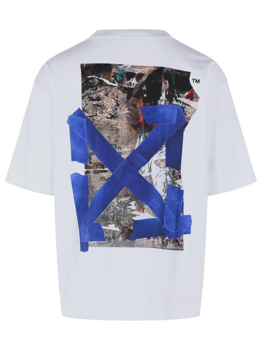 Off-White White Cotton T-Shirt With Artistic 'Bacco Arrow' Print
