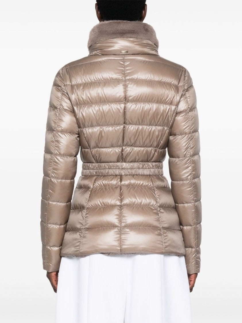 Herno Lightweight Gray Puffer Jacket With High Collar