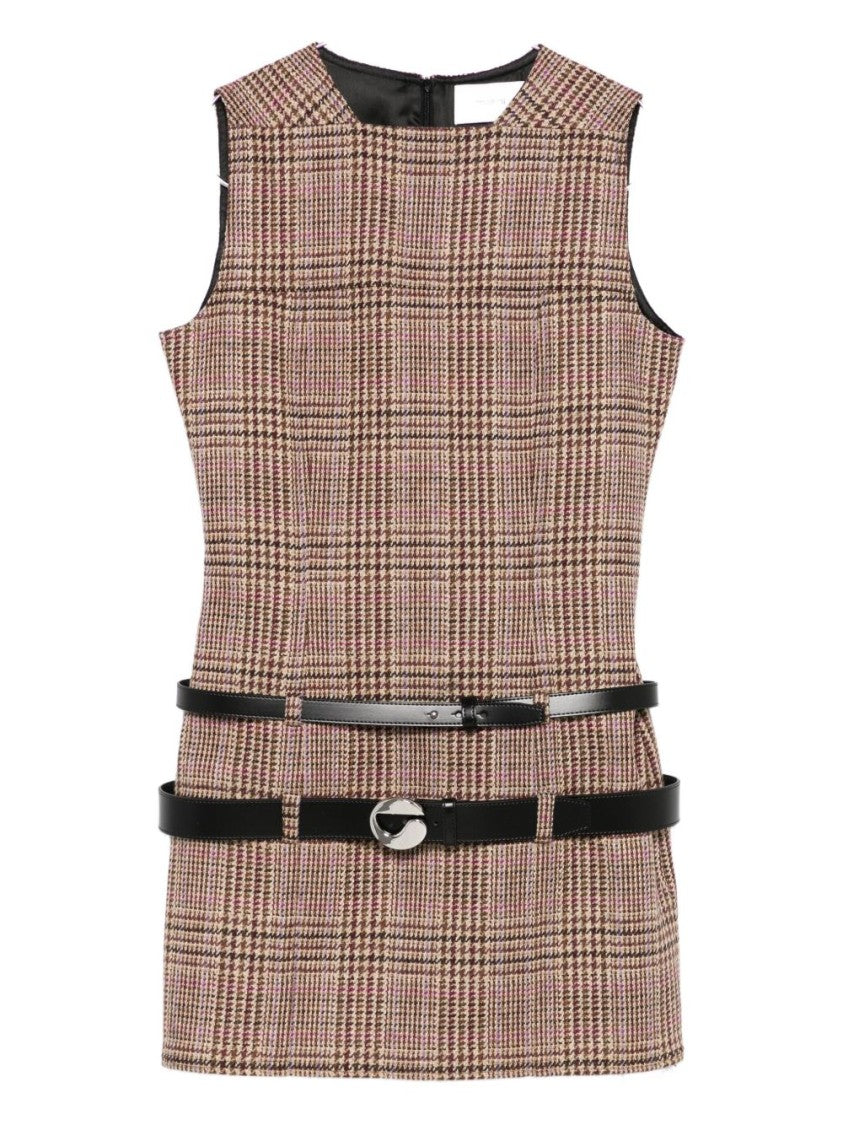 Coperni Checkered Brown Mini Dress