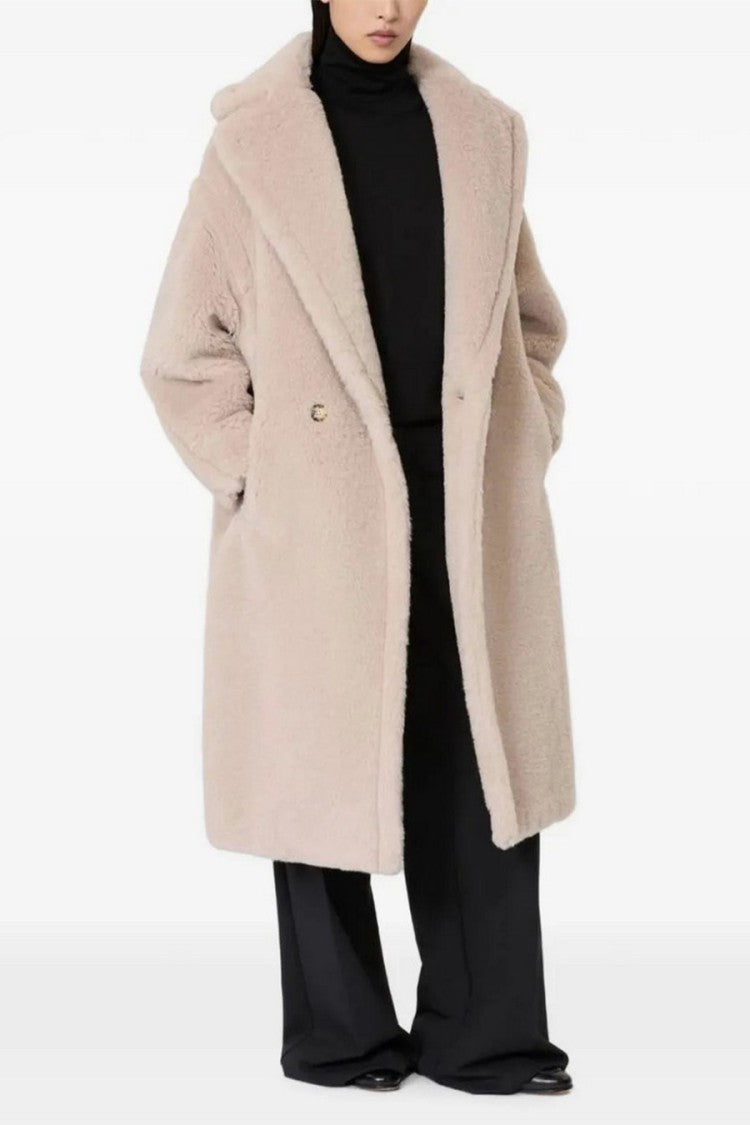 Max Mara Beige Tedgirl Plush Double-Breasted Alpaca-Blend Coat
