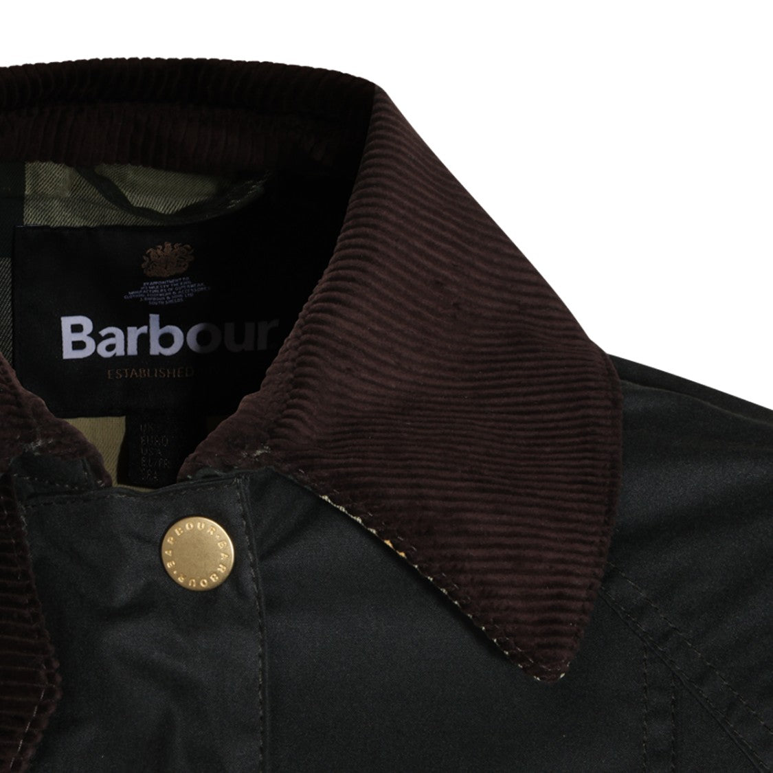 Barbour Black Cropped Corduroy-Collar Jacket