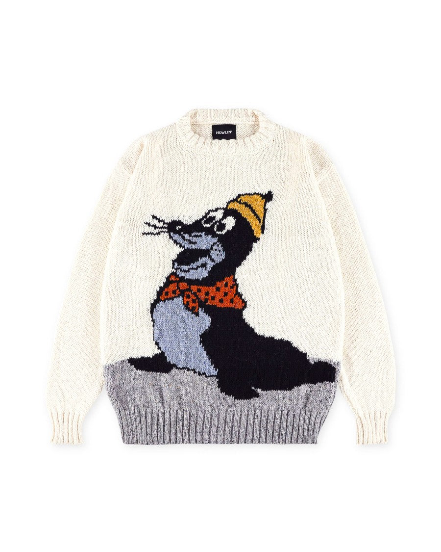 Howlin Seal Jacquard Mohair-Wool Crewneck Sweater