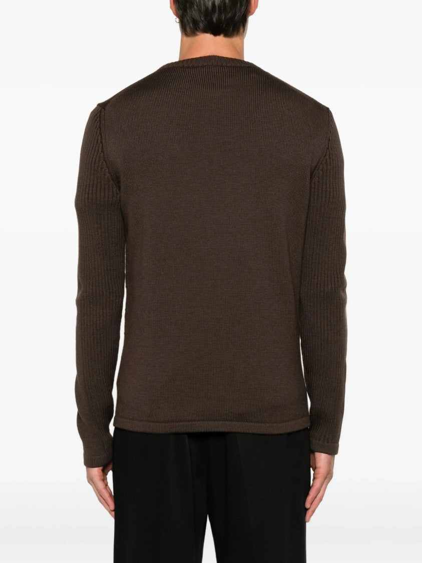 Prada Ribbed Sleeve Knit Sweater With Zippered Chest Pocket