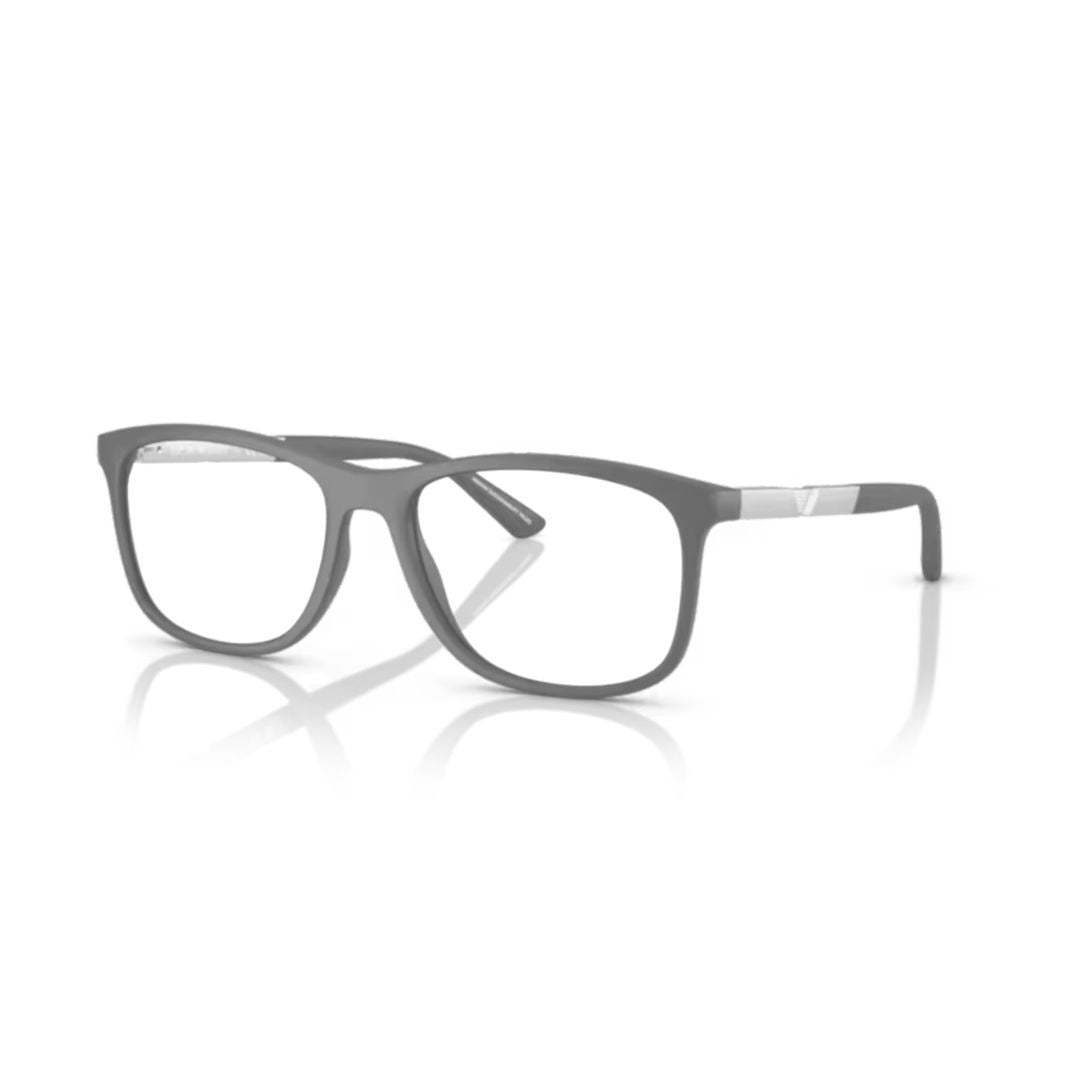 Emporio Armani 0Ea3247 Rectangular Matte Grey Eyeglasses With White Accents